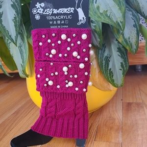 NWT- Raspberry and Pearl Boot Topper /  Leg Warmer